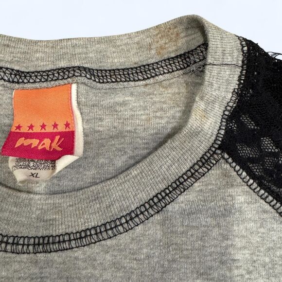 Y2K Pretty 02 Cute Butterfly Graphic Jersey Baby Tee Gray Lace Shoulder Shirt - Picture 5 of 8